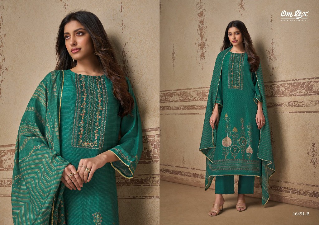 OMTEX AYLA WHOLESALE RADIANT SILK WITH EMBROIDERY PATCH UNSTITCH SALWAR SUITS FOR EXPORT