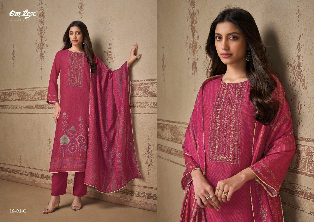 OMTEX AYLA WHOLESALE RADIANT SILK WITH EMBROIDERY PATCH UNSTITCH SALWAR SUITS FOR EXPORT