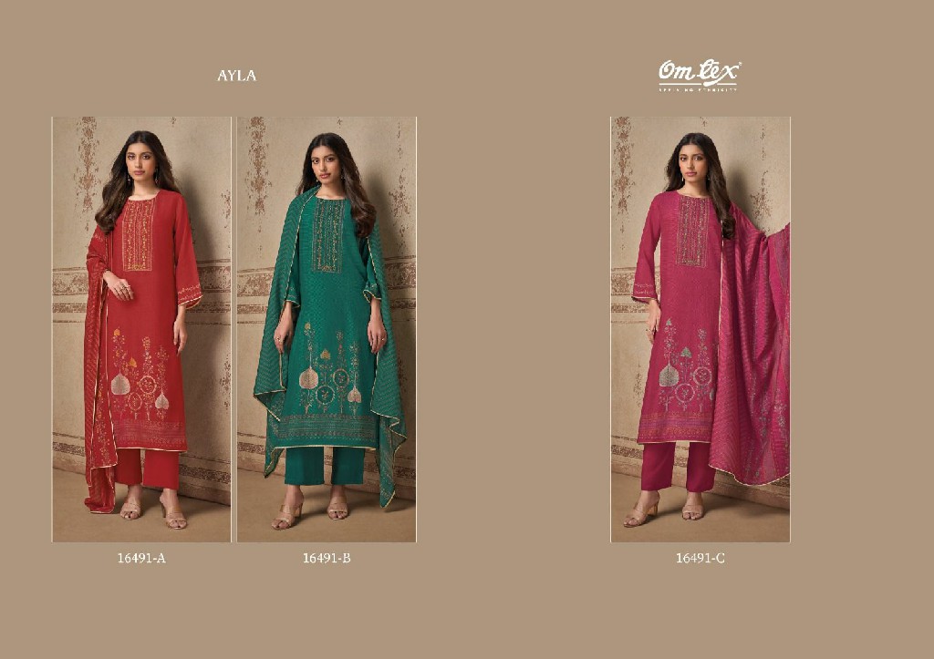 OMTEX AYLA WHOLESALE RADIANT SILK WITH EMBROIDERY PATCH UNSTITCH SALWAR SUITS FOR EXPORT