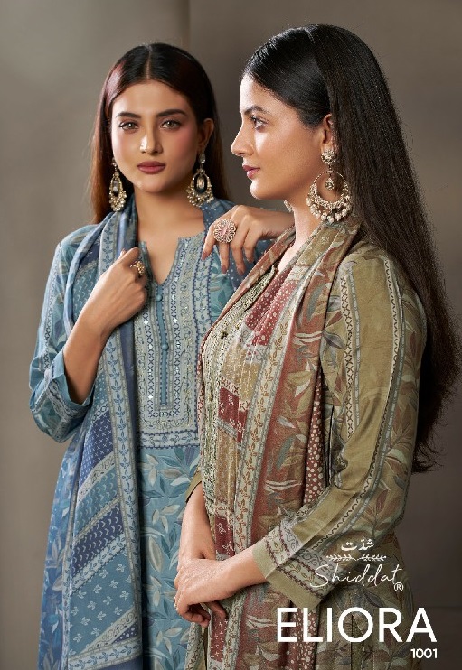 SHIDDAT ELIORA S1001 WHOLESALE PURE MUSLIN MIRRIR HAND WORK UNSTITCH SALWAR SUITS SUPPLIER