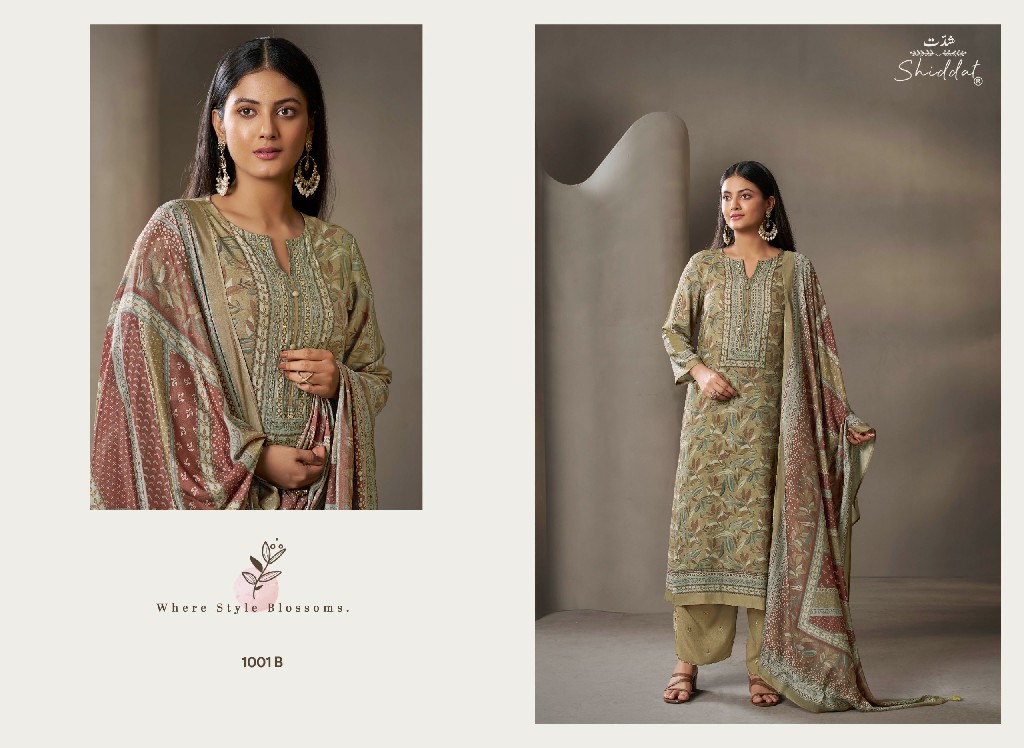 SHIDDAT ELIORA S1001 WHOLESALE PURE MUSLIN MIRRIR HAND WORK UNSTITCH SALWAR SUITS SUPPLIER