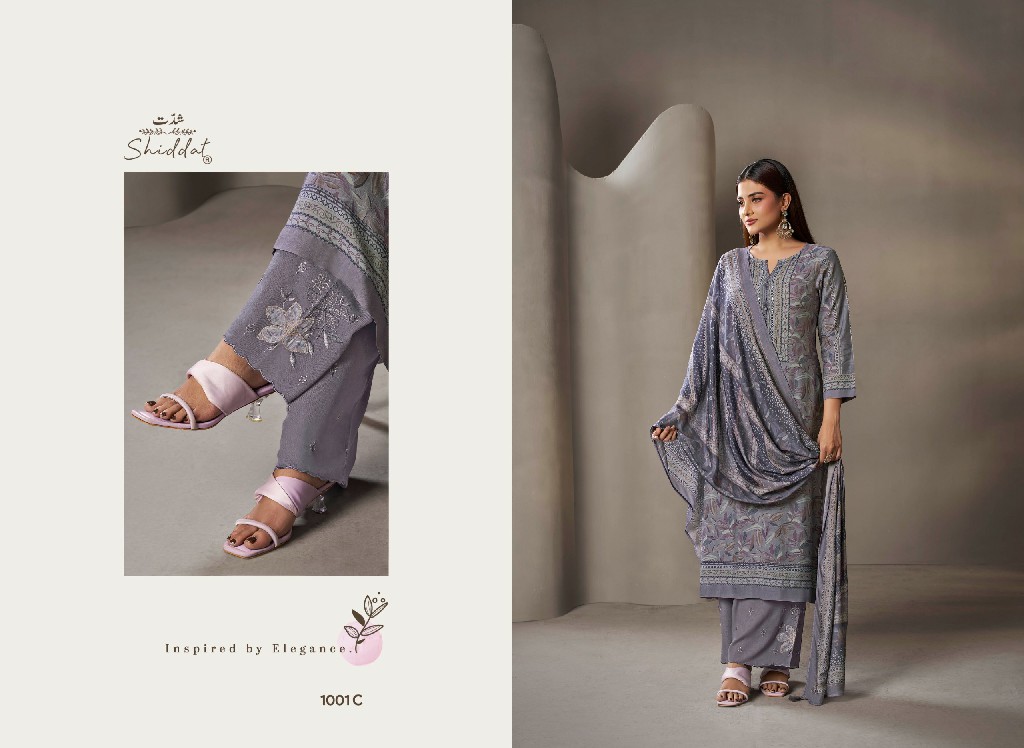 SHIDDAT ELIORA S1001 WHOLESALE PURE MUSLIN MIRRIR HAND WORK UNSTITCH SALWAR SUITS SUPPLIER