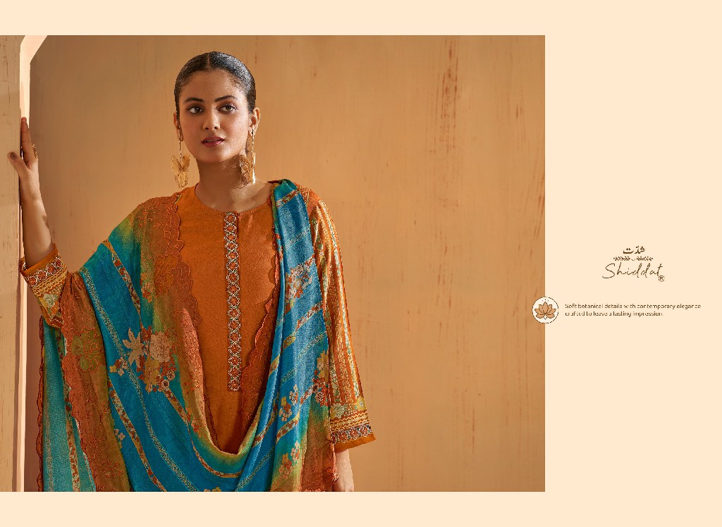 SHIDDAT IKARA 1001 WHOLESALE PURE MUSLIN BEAUTIFUL UNSTITCH SALWAR SUITS FOR EXPORT