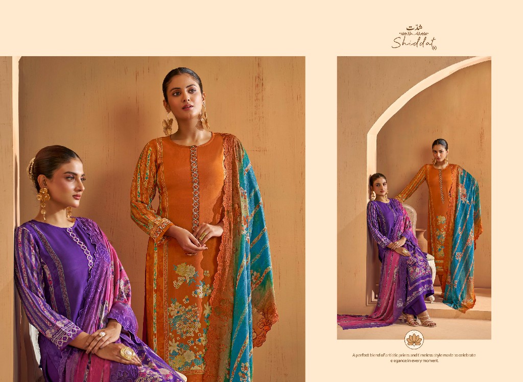 SHIDDAT IKARA 1001 WHOLESALE PURE MUSLIN BEAUTIFUL UNSTITCH SALWAR SUITS FOR EXPORT