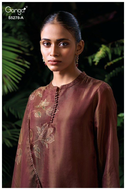 GANGA NURIHA S5278 WHOLESALE PURE BEMBERG SILK JACQUARD UNSTITCH SALWAR SUITS EXPORTER