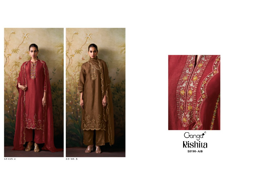 GANGA RISHITA S5195 WHOLESALE PURE BEMBERG RUSSIAN SILK SOLID COLOR UNSTITCH SALWAR SUITS SUPPLIER