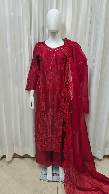 TEXTILEDEAL D.NO KMS-224 WHOLESALE READYMADE ROMAN GLASS GORGEOUS LOOK 3 PCS SUITS EXPORTER