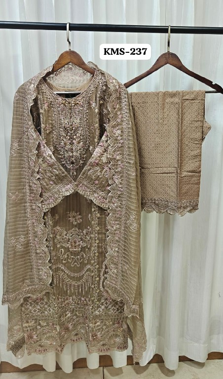TEXTILEDEAL D.NO KMS-237 WHOLESALE READYMADE NEW PL FABRIC WITH HAND AND CUT WORK 3 PCS SUITS SUPPLIER