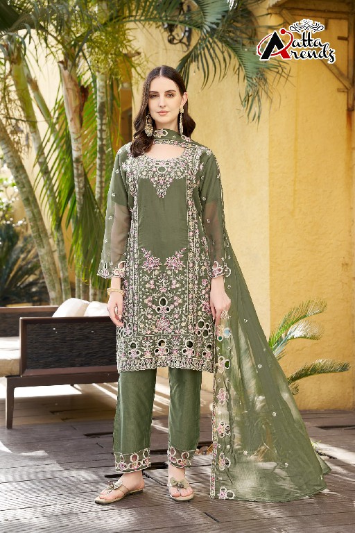 ATTA TRENDZ D.NO 2785 WHOLESALE READYMADE HEAVY CHIFFON DESIGNER PAKISTANI 3 PCS SUITS FOR EXPORT