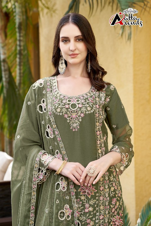 ATTA TRENDZ D.NO 2785 WHOLESALE READYMADE HEAVY CHIFFON DESIGNER PAKISTANI 3 PCS SUITS FOR EXPORT