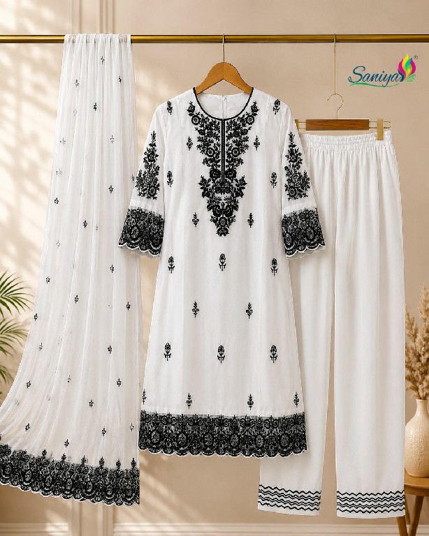 SANIYA TRENDZ SAIYARA VOL 3 D.NO 7209 WHOLESALE READYMADE FOX GEORGETTE WITH WORK TRENDY 3 PCS SUITS SUPPLIER