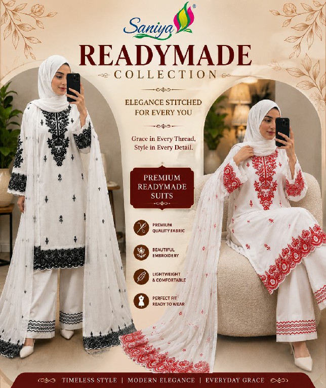 SANIYA TRENDZ SAIYARA VOL 3 D.NO 7209 WHOLESALE READYMADE FOX GEORGETTE WITH WORK TRENDY 3 PCS SUITS SUPPLIER