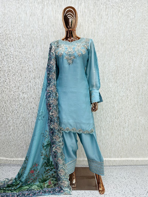 LAXURIA TRENDZ D.NO 1679 WHOLESALE READYMADE IMPORTED SATIN DESIGNER 3 PCS SUITS EXPORTER
