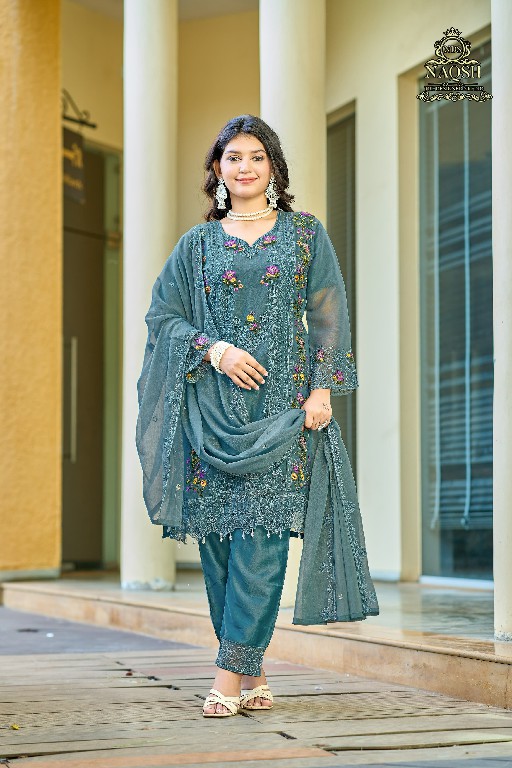 NAQSH D.NO NDS-15044 WHOLESALE READYMADE GOLDEN CHIFFON WITH HAND WORK 3 PCS COMBO SET SUITS SUPPLIER