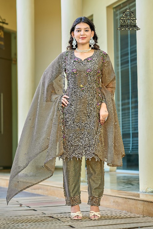 NAQSH D.NO NDS-15044 WHOLESALE READYMADE GOLDEN CHIFFON WITH HAND WORK 3 PCS COMBO SET SUITS SUPPLIER