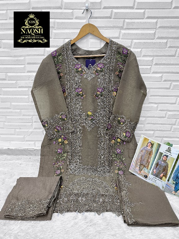 NAQSH D.NO NDS-15044 WHOLESALE READYMADE GOLDEN CHIFFON WITH HAND WORK 3 PCS COMBO SET SUITS SUPPLIER