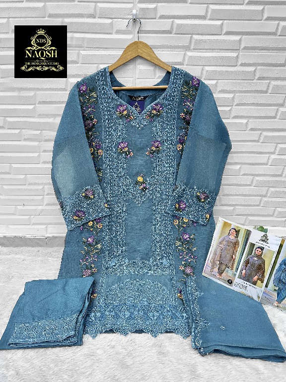 NAQSH D.NO NDS-15044 WHOLESALE READYMADE GOLDEN CHIFFON WITH HAND WORK 3 PCS COMBO SET SUITS SUPPLIER
