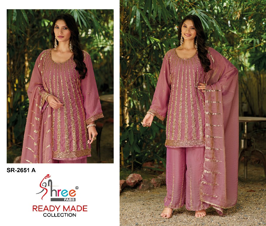 SHREE FABS R-2651 WHOLESALE READYMADE MASS CHIFFON BEATS WORK PLAZZO STYLE 3 PCS SUITS EXPORTER