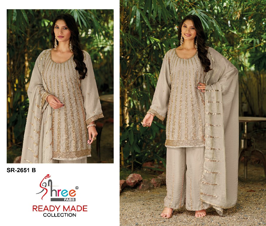SHREE FABS R-2651 WHOLESALE READYMADE MASS CHIFFON BEATS WORK PLAZZO STYLE 3 PCS SUITS EXPORTER