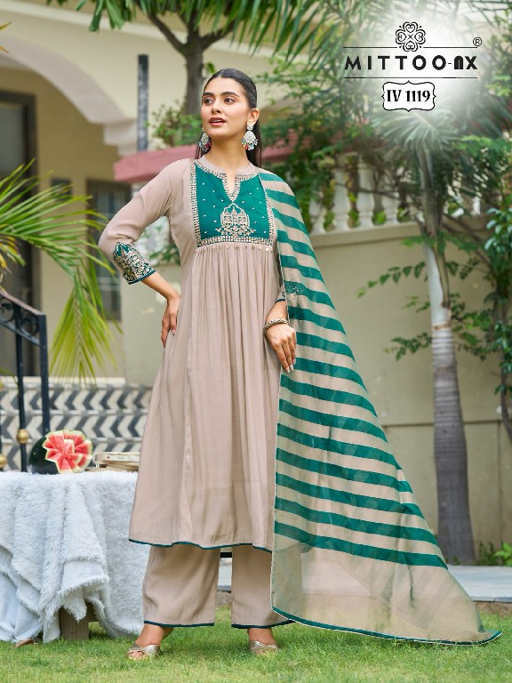 MITTOO D.NO 1118-1119 WHOLESALE READYMADE MUL CHANDERI FASHIONABLE 3 PCS COMBO SET SUITS SUPPLIER