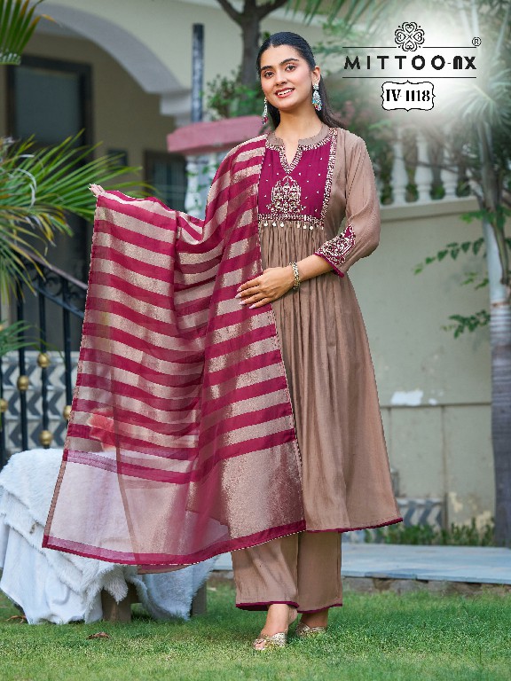 MITTOO D.NO 1118-1119 WHOLESALE READYMADE MUL CHANDERI FASHIONABLE 3 PCS COMBO SET SUITS SUPPLIER