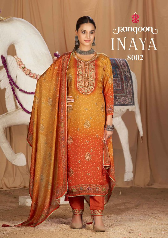 RANGOON INAYA WHOLESALE READYMADE PURE MUSLIN EXCLUSIVELY TRENDING 3 PCS SUITS FOR EXPORT