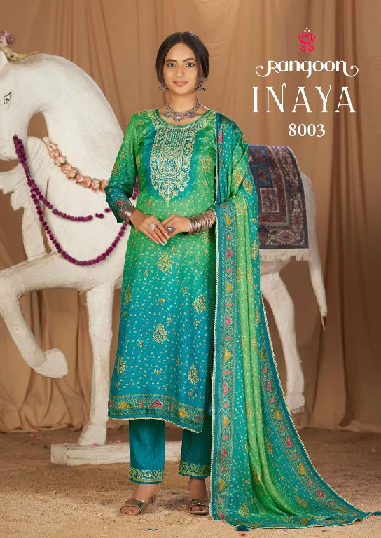 RANGOON INAYA WHOLESALE READYMADE PURE MUSLIN EXCLUSIVELY TRENDING 3 PCS SUITS FOR EXPORT