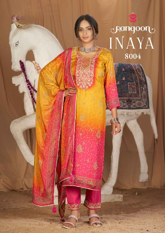 RANGOON INAYA WHOLESALE READYMADE PURE MUSLIN EXCLUSIVELY TRENDING 3 PCS SUITS FOR EXPORT