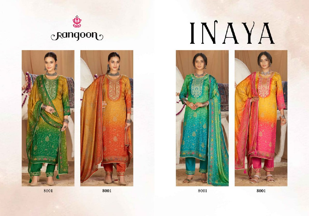 RANGOON INAYA WHOLESALE READYMADE PURE MUSLIN EXCLUSIVELY TRENDING 3 PCS SUITS FOR EXPORT