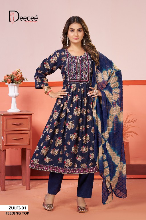 DEE CEE ZULFI WHOLESALE READYMADE RAYON ELEGANT NAYRA CUT FEEDING STYLE 3 PCS SUITS ONLINE