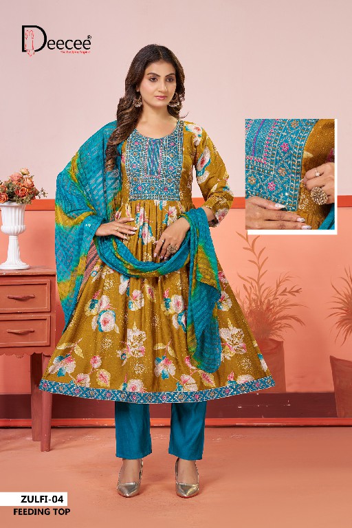 DEE CEE ZULFI WHOLESALE READYMADE RAYON ELEGANT NAYRA CUT FEEDING STYLE 3 PCS SUITS ONLINE