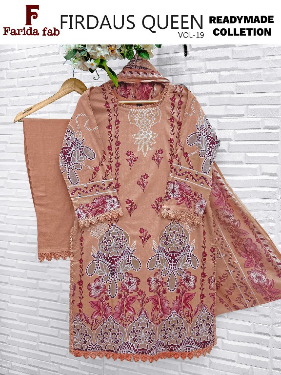 FARIDA FAB FIRDOUS QUEEN VOL 19 WHOLESALE READYMADE PURE COTTON PAKISTANI DAILY WEAR 3 PCS SUITS EXPORTER