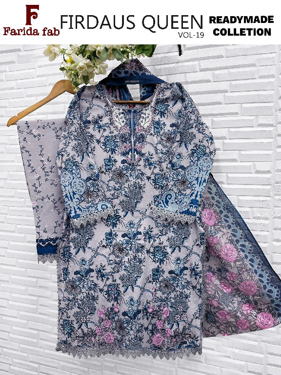 FARIDA FAB FIRDOUS QUEEN VOL 19 WHOLESALE READYMADE PURE COTTON PAKISTANI DAILY WEAR 3 PCS SUITS EXPORTER