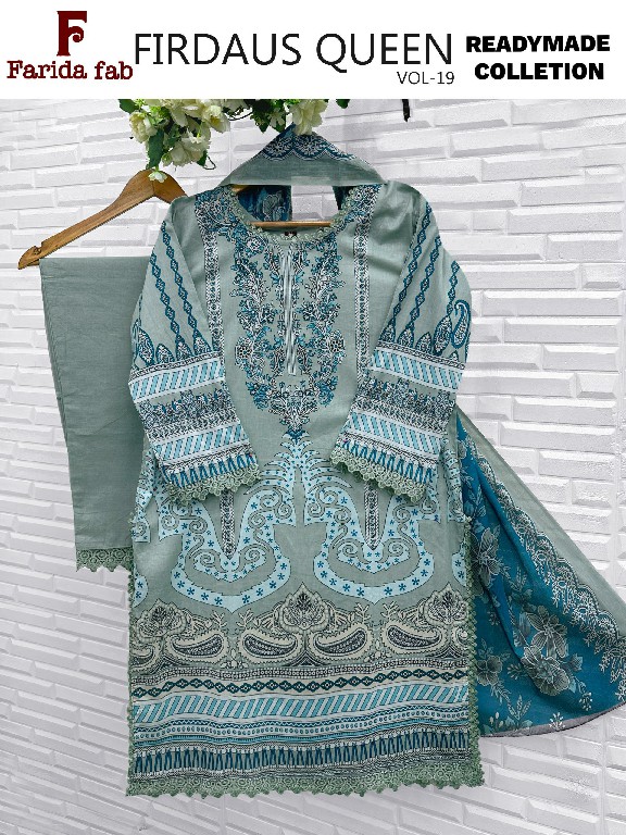 FARIDA FAB FIRDOUS QUEEN VOL 19 WHOLESALE READYMADE PURE COTTON PAKISTANI DAILY WEAR 3 PCS SUITS EXPORTER