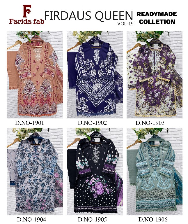 FARIDA FAB FIRDOUS QUEEN VOL 19 WHOLESALE READYMADE PURE COTTON PAKISTANI DAILY WEAR 3 PCS SUITS EXPORTER