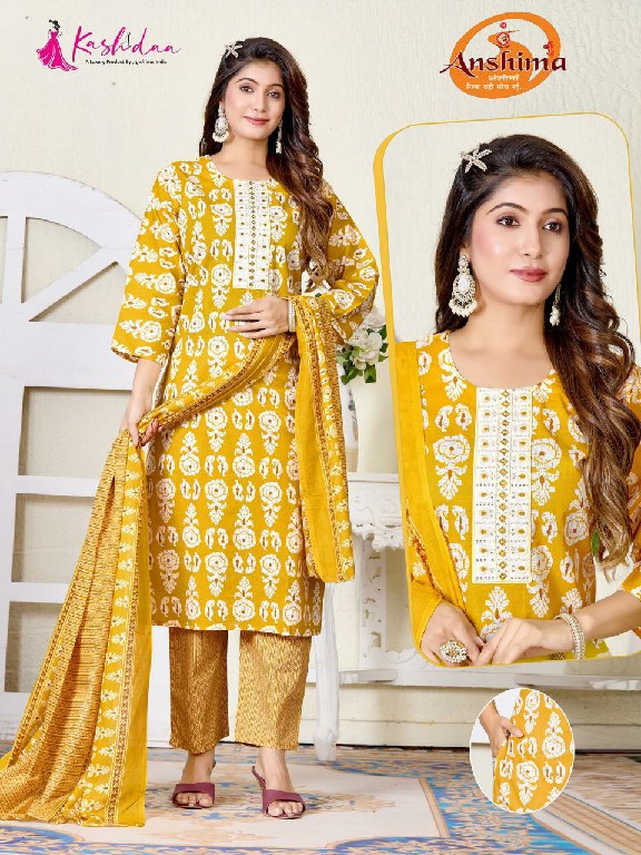 KASHIDAA COTTON BREZZA WHOLESALE READYMAE CAMBRIC WITH TIE PATTI WORK 3 PCS COMBO SET SUITS FOR EXPORT