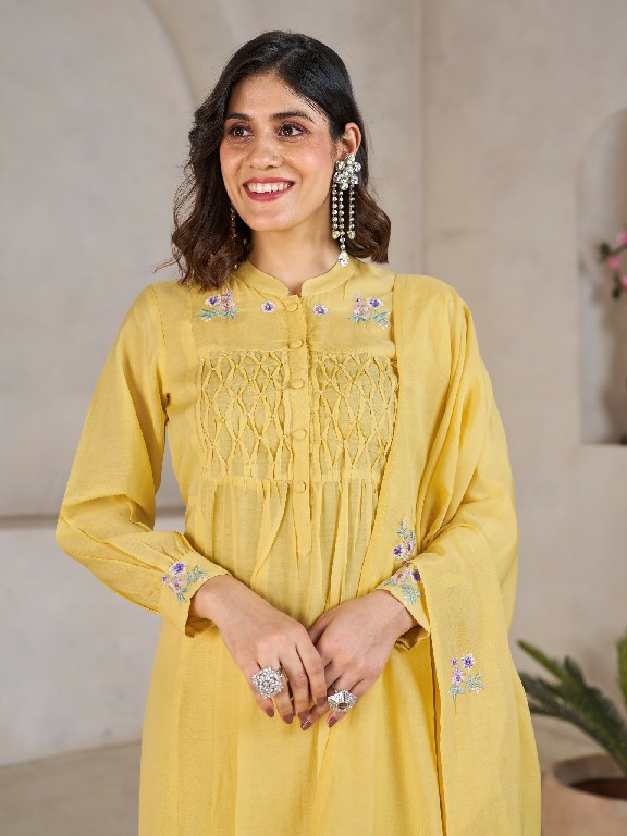 TEXOFAB RANG MANCH WHOLESALE READYMADE MAL CHANDERI ELEGANT LOOK 3 PCS SUITS SUPPLIER