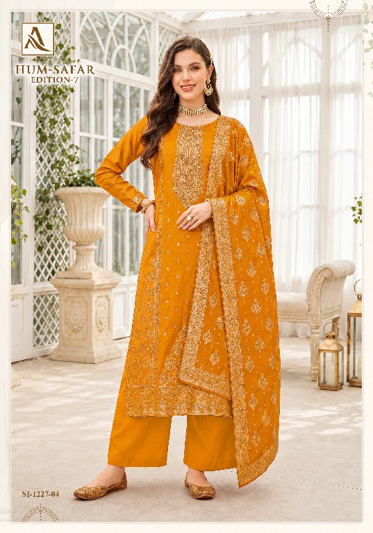 ALOK SUIT HUM SAFAR VOL 7 WHOLESALE VISCOSE MUSLIN DESIGNER CONCEPT UNSTITCH SALWAR SUITS SUPPLIER