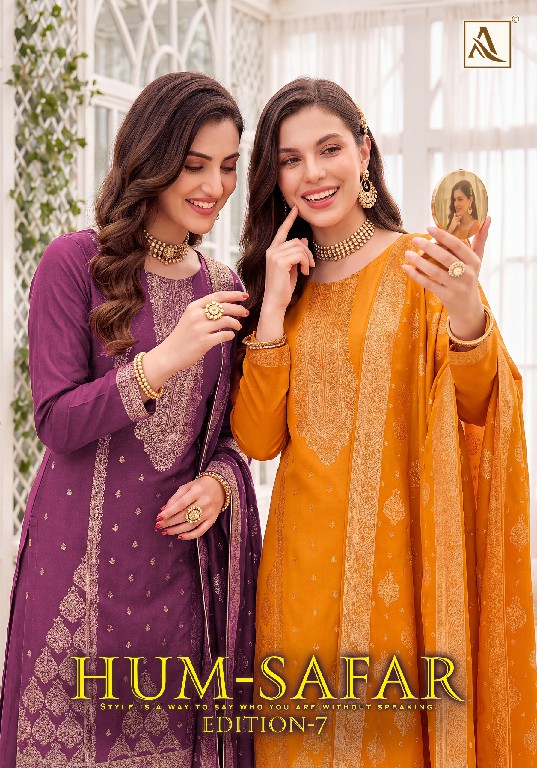 ALOK SUIT HUM SAFAR VOL 7 WHOLESALE VISCOSE MUSLIN DESIGNER CONCEPT UNSTITCH SALWAR SUITS SUPPLIER