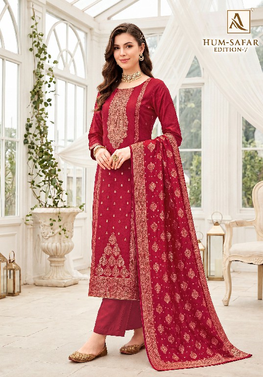 ALOK SUIT HUM SAFAR VOL 7 WHOLESALE VISCOSE MUSLIN DESIGNER CONCEPT UNSTITCH SALWAR SUITS SUPPLIER