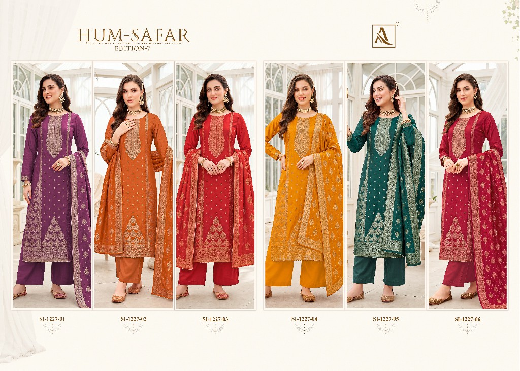 ALOK SUIT HUM SAFAR VOL 7 WHOLESALE VISCOSE MUSLIN DESIGNER CONCEPT UNSTITCH SALWAR SUITS SUPPLIER