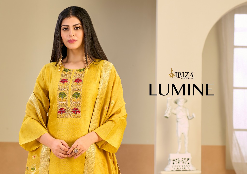 IBIZA LUMINE WHOLESALE PURE KOSA SILK WITH WORK UNSTITCH SALWAR SUITS EXPORTER