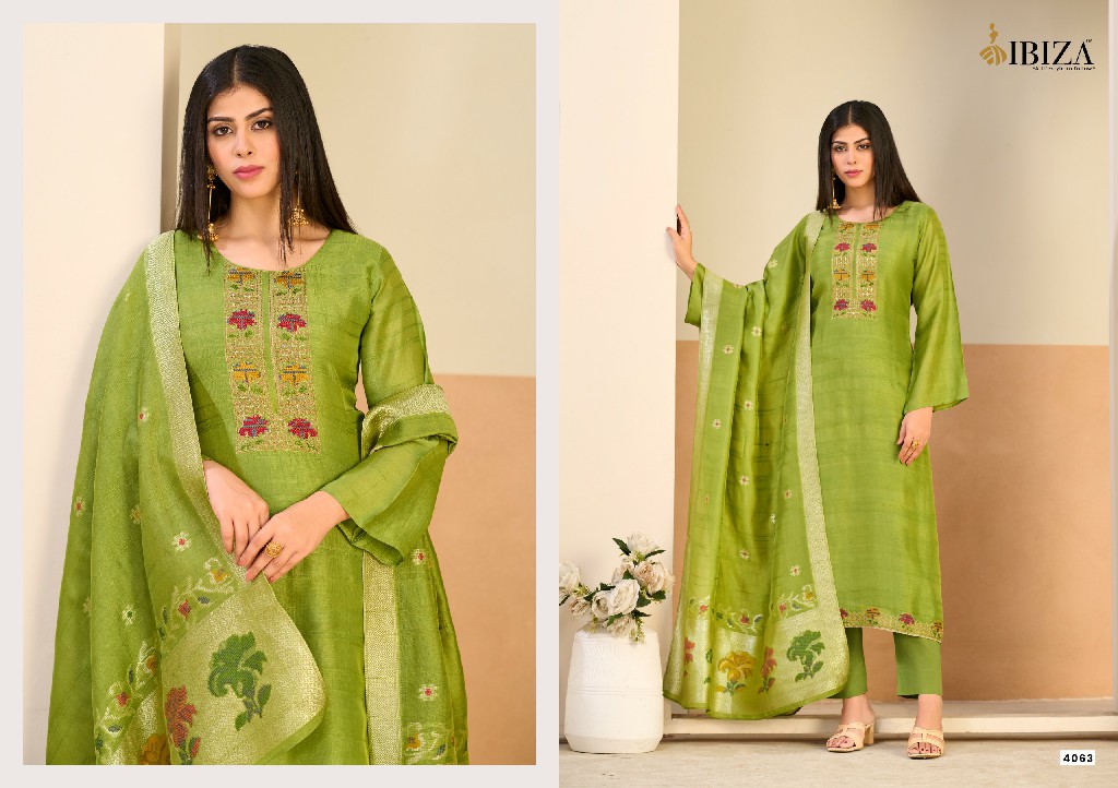 IBIZA LUMINE WHOLESALE PURE KOSA SILK WITH WORK UNSTITCH SALWAR SUITS EXPORTER