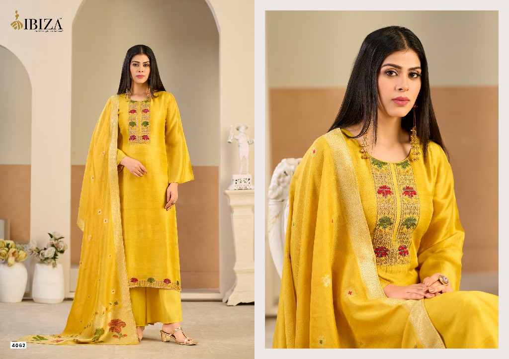 IBIZA LUMINE WHOLESALE PURE KOSA SILK WITH WORK UNSTITCH SALWAR SUITS EXPORTER