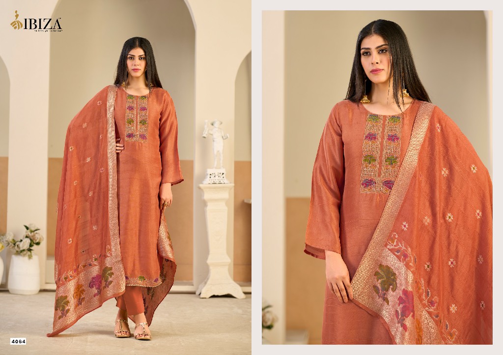 IBIZA LUMINE WHOLESALE PURE KOSA SILK WITH WORK UNSTITCH SALWAR SUITS EXPORTER
