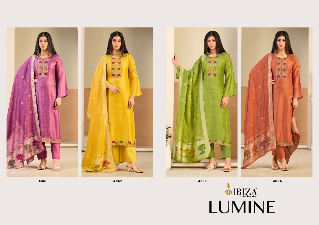 IBIZA LUMINE WHOLESALE PURE KOSA SILK WITH WORK UNSTITCH SALWAR SUITS EXPORTER