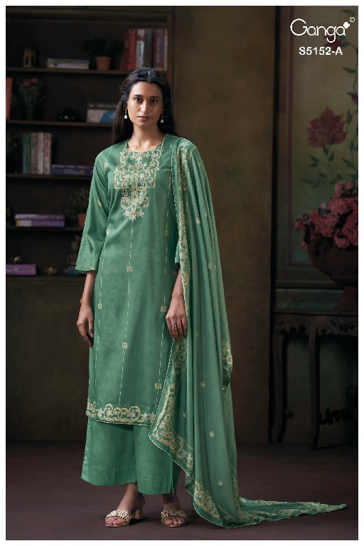 GANGA TABINDA S5152 WHOLESALE PREMIUM COTTON CLASSIC UNSTITCH SALWAR SUITS SUPPLIER
