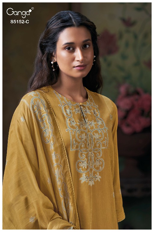 GANGA TABINDA S5152 WHOLESALE PREMIUM COTTON CLASSIC UNSTITCH SALWAR SUITS SUPPLIER