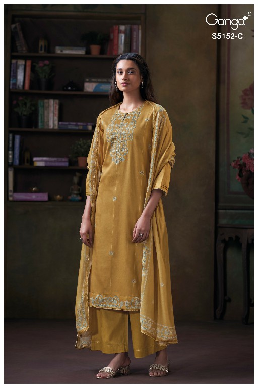 GANGA TABINDA S5152 WHOLESALE PREMIUM COTTON CLASSIC UNSTITCH SALWAR SUITS SUPPLIER