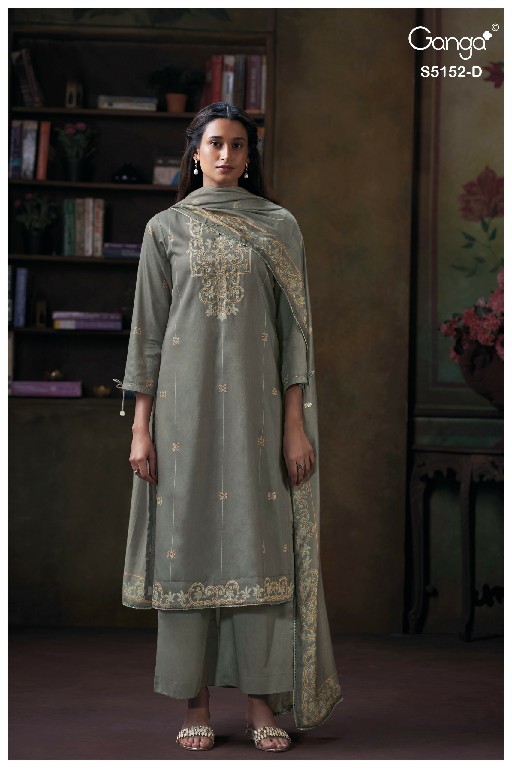 GANGA TABINDA S5152 WHOLESALE PREMIUM COTTON CLASSIC UNSTITCH SALWAR SUITS SUPPLIER